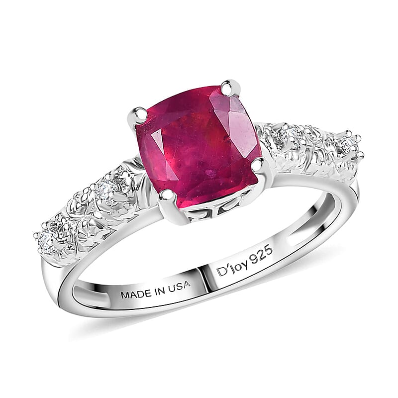 D'Joy Niassa Ruby (FF), White Zircon Ring in Platinum Over Sterling Silver 2.50 ctw (Size 10.0)