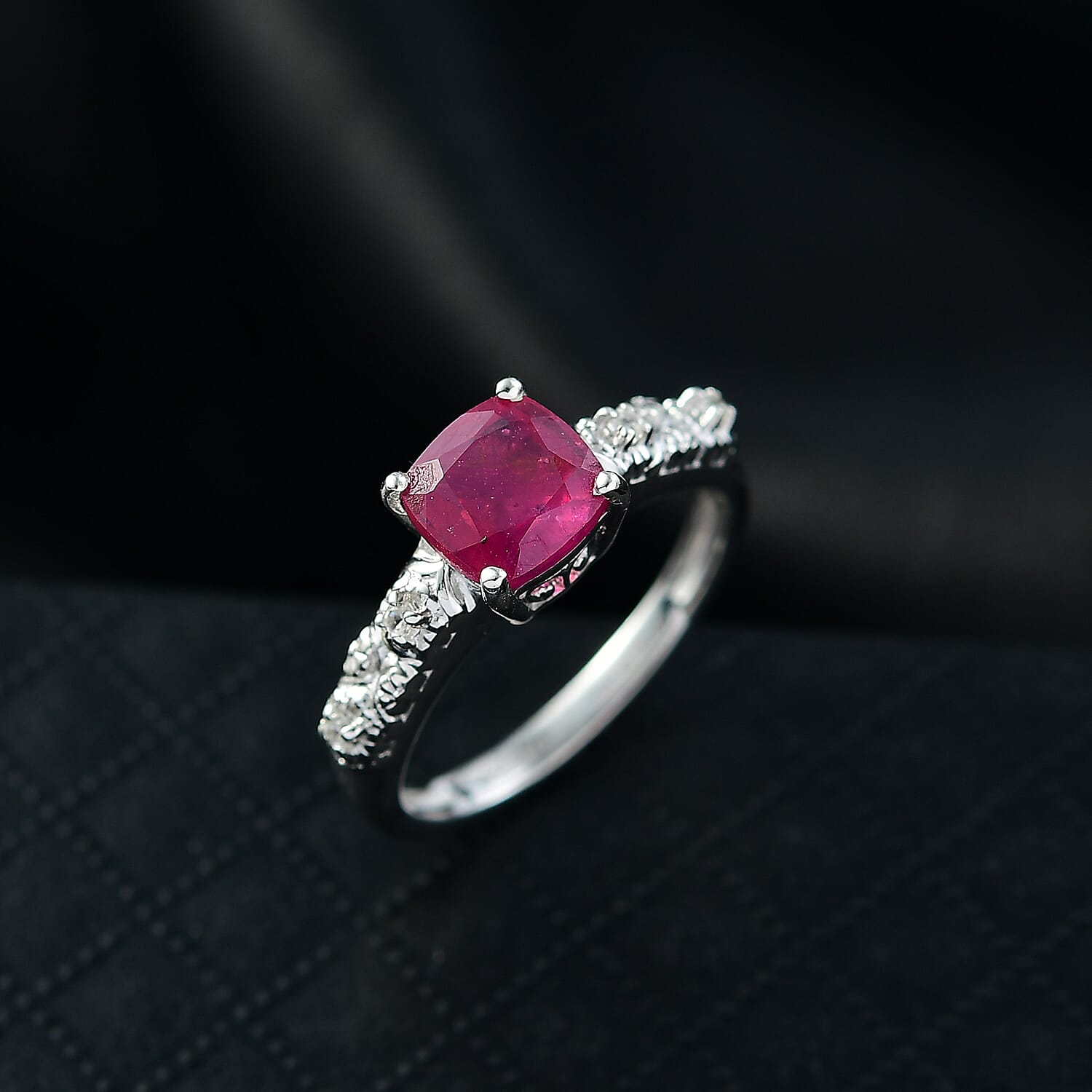 D'Joy Niassa Ruby (FF), White Zircon Ring in Platinum Over Sterling Silver 2.50 ctw (Size 10.0)
