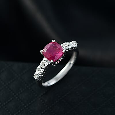 D'Joy Niassa Ruby (FF), White Zircon Ring in Platinum Over Sterling Silver 2.50 ctw (Size 10.0)
