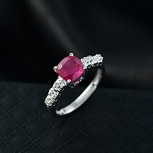 D'Joy Niassa Ruby (FF), White Zircon Ring in Platinum Over Sterling Silver 2.50 ctw (Size 5.0)
