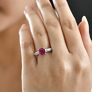 D'Joy Niassa Ruby (FF), White Zircon Ring in Platinum Over Sterling Silver 2.50 ctw (Size 5.0)