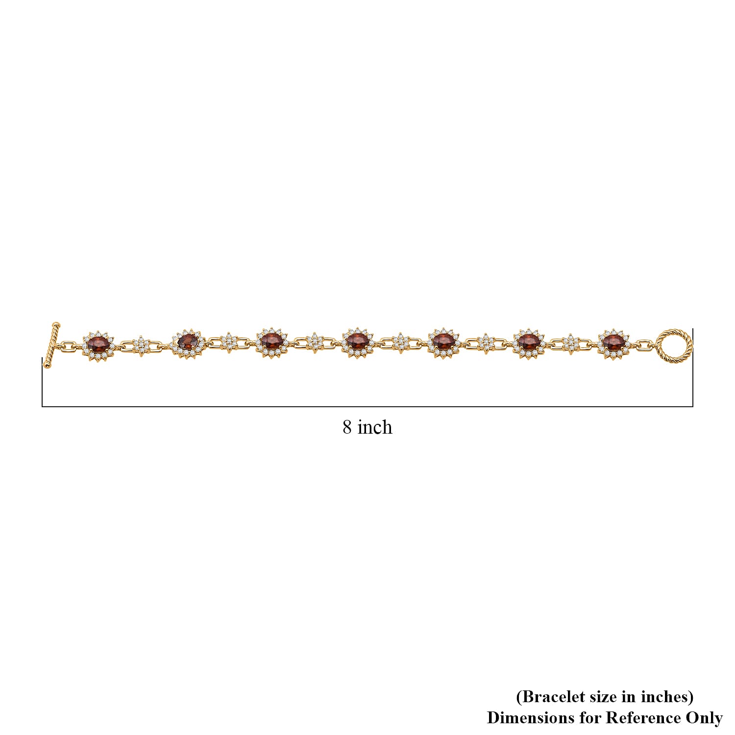 D'Joy Premium Red Zircon and White Zircon 12.65 ctw Bracelet in 18K Vermeil Yellow Gold Over Sterling Silver (8.00 In)