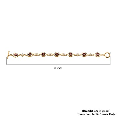D'Joy Premium Red Zircon and White Zircon 12.65 ctw Bracelet in 18K Vermeil Yellow Gold Over Sterling Silver (8.00 In)
