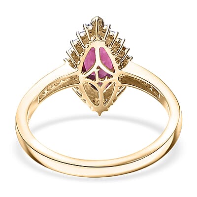 AAA Radiant Ember Garnet and Luxuriant Lab Grown Diamond E-F VS 2.15 ctw Ring in 10K Yellow Gold (Size 10.0)