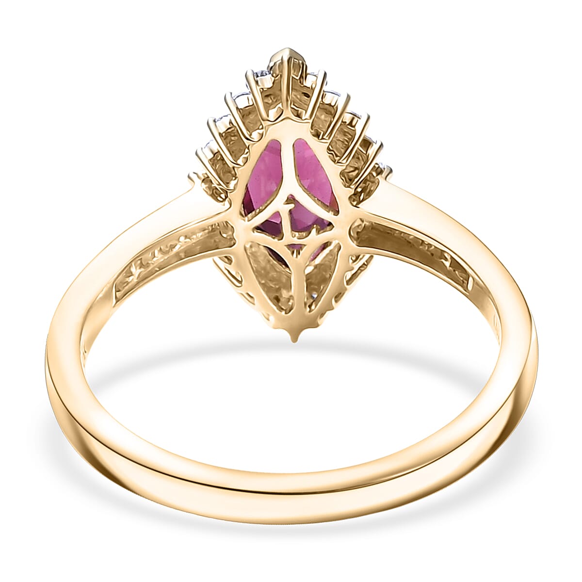 Doorbuster AAA Radiant Ember Garnet and Luxuriant Lab Grown Diamond E-F VS 2.15 ctw Ring in 10K Yellow Gold (Size 9.0) image number 4