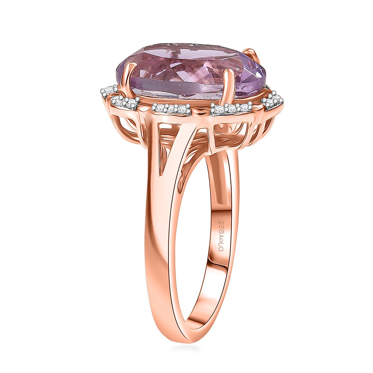 D'Joy Rose De France Amethyst and White Zircon 6.10 ctw Ring in 18K Vermeil Rose Gold Over Sterling Silver (Size 7.0) image number 3