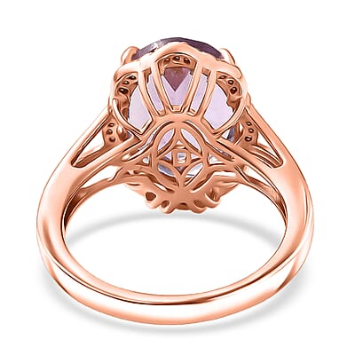 D'Joy Rose De France Amethyst, White Zircon Ring in 18K Vermeil RG Over Sterling Silver 6.10 ctw (Size 7.0)