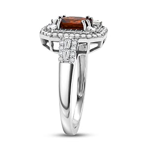 D'Joy Premium Red Zircon and Moissanite 3.00 ctw Scarlet Flame Ring in Rhodium Over Sterling Silver (Size 10.0)