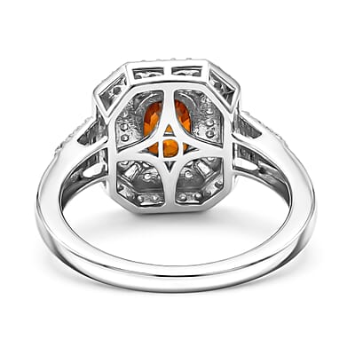 D'Joy Premium Red Zircon and Moissanite 3.00 ctw Scarlet Flame Ring in Rhodium Over Sterling Silver (Size 10.0)
