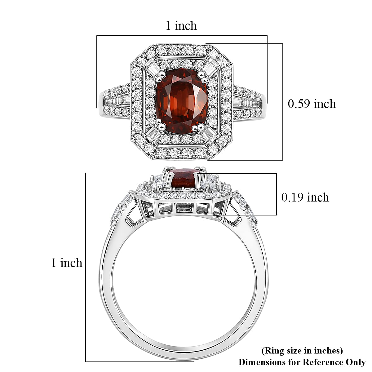 D'Joy Premium Red Zircon and Moissanite 3.00 ctw Scarlet Flame Ring in Rhodium Over Sterling Silver (Size 10.0) image number 5