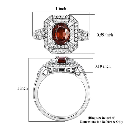 D'Joy Premium Red Zircon and Moissanite 3.00 ctw Scarlet Flame Ring in Rhodium Over Sterling Silver (Size 10.0)