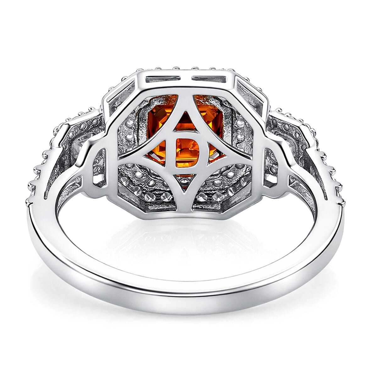 D'Joy Premium Red Zircon and Moissanite 2.90 ctw Imperial Flame Ring in Rhodium Over Sterling Silver (Size 10.0) (Del. in 7-10 Days) image number 4