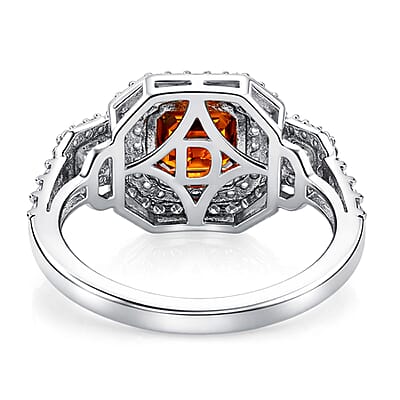 D'Joy Premium Red Zircon and Moissanite 2.90 ctw Imperial Flame Ring in Rhodium Over Sterling Silver (Size 10.0)