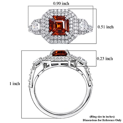 D'Joy Premium Red Zircon and Moissanite 2.90 ctw Imperial Flame Ring in Rhodium Over Sterling Silver (Size 10.0)