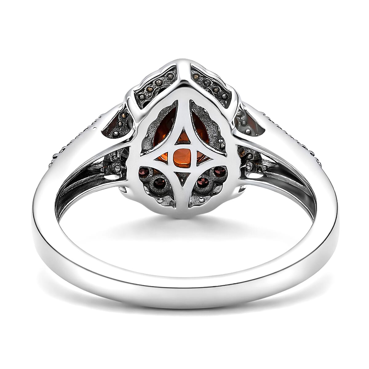 D'Joy Premium Red Zircon, Chocolate and White Zircon 3.40 ctw Flame Crest Ring in Rhodium Over Sterling Silver (Size 6.0) (Del. in 7-10 Days) image number 4