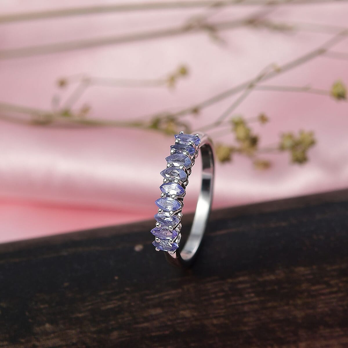 D'Joy Tanzanite 0.85 ctw Ring in Rhodium Over Sterling Silver (Size 10.0) image number 1