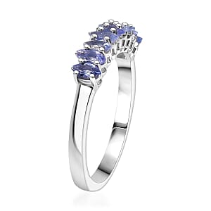D'Joy Tanzanite Ring in Rhodium Over Sterling Silver 0.85 ctw (Size 5.0)
