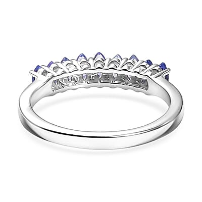 D'Joy Tanzanite Ring in Rhodium Over Sterling Silver 0.85 ctw (Size 8.0)