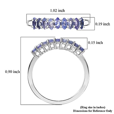 D'Joy Tanzanite Ring in Rhodium Over Sterling Silver 0.85 ctw (Size 8.0)