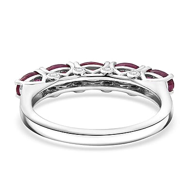 D'Joy Niassa Ruby (FF) and Moissanite 1.90 ctw Ring in Platinum Over Sterling Silver (Size 10.0)