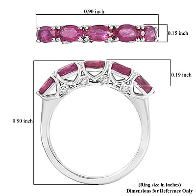 D'Joy Niassa Ruby (FF) and Moissanite 1.90 ctw Ring in Platinum Over Sterling Silver (Size 10.0)