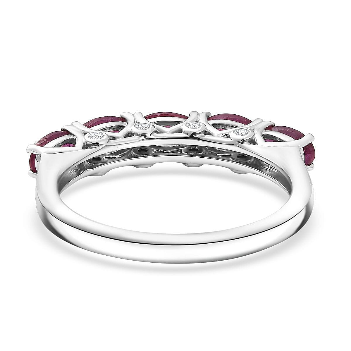 D'Joy Niassa Ruby (FF) and Moissanite 1.90 ctw Ring in Platinum Over Sterling Silver (Size 6.0) image number 4