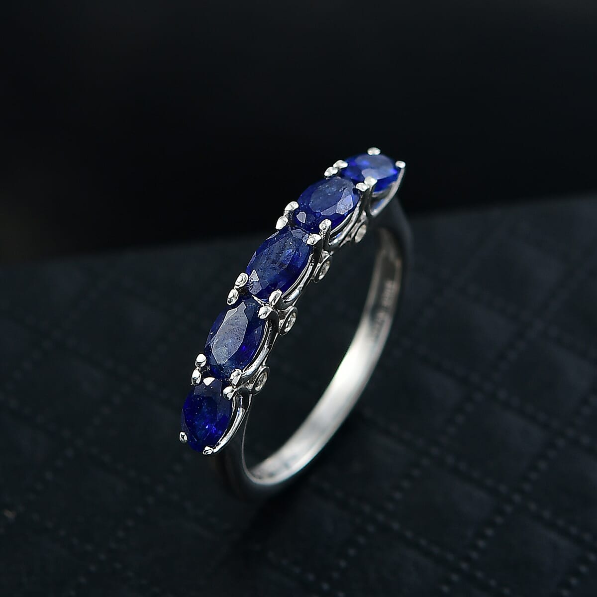 D'Joy Masoala Sapphire (D) and Moissanite 1.85 ctw Ring in Platinum Over Sterling Silver (Size 10.0) image number 1