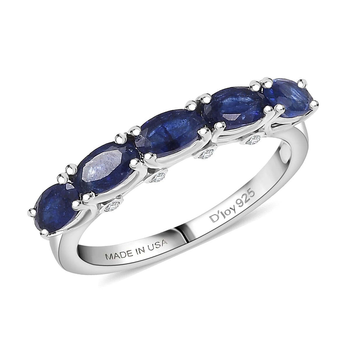 D'Joy Masoala Sapphire (D) and Moissanite 1.85 ctw Ring in Platinum Over Sterling Silver (Size 7.0) image number 0