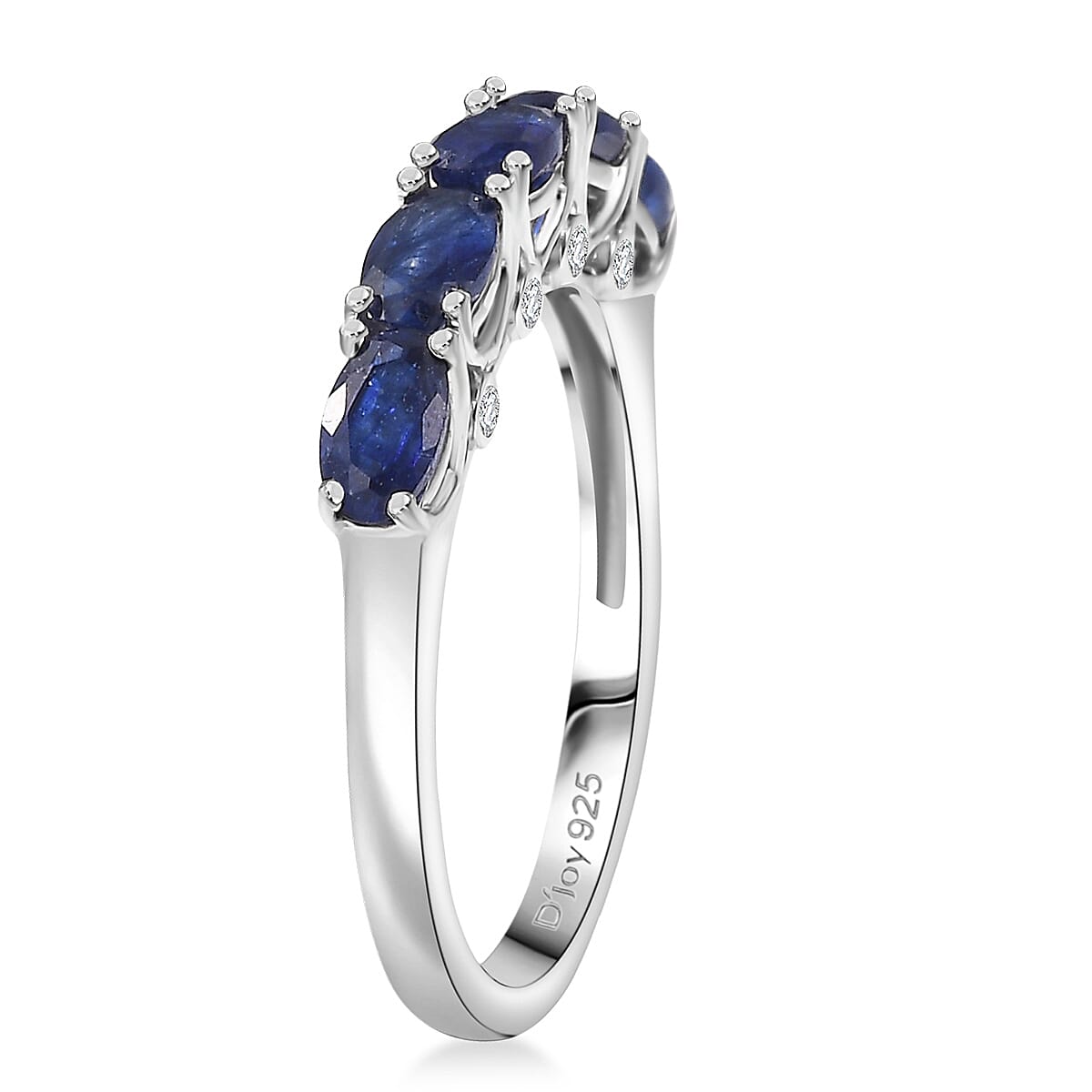 D'Joy Masoala Sapphire (D) and Moissanite 1.85 ctw Ring in Platinum Over Sterling Silver (Size 7.0) image number 3