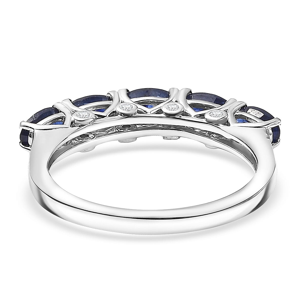D'Joy Masoala Sapphire (D) and Moissanite 1.85 ctw Ring in Platinum Over Sterling Silver (Size 7.0) image number 4