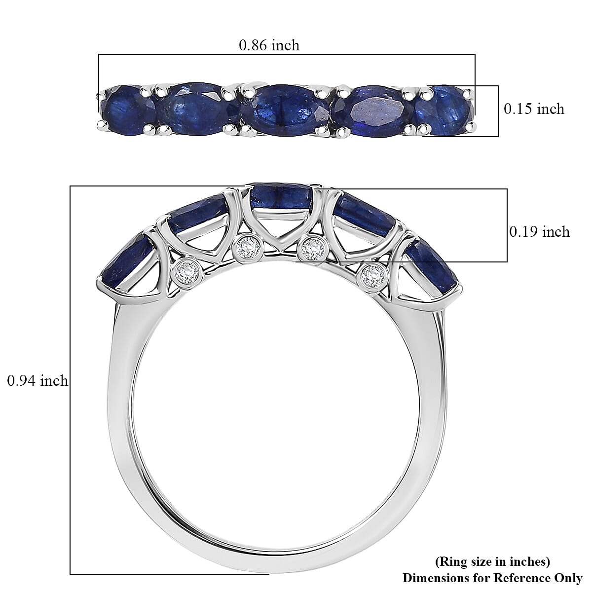 D'Joy Masoala Sapphire (D) and Moissanite 1.85 ctw Ring in Platinum Over Sterling Silver (Size 7.0) image number 5