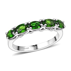 D'Joy Chrome Diopside and Moissanite 1.20 ctw Ring in Platinum Over Sterling Silver (Size 6.0)