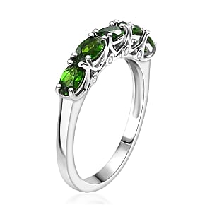 D'Joy Chrome Diopside and Moissanite 1.20 ctw Ring in Platinum Over Sterling Silver (Size 7.0)