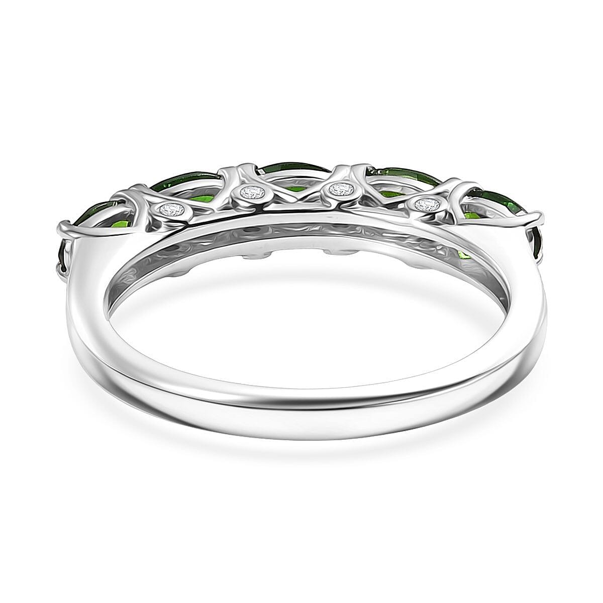 D'Joy Chrome Diopside and Moissanite 1.20 ctw Ring in Platinum Over Sterling Silver (Size 8.0) image number 4