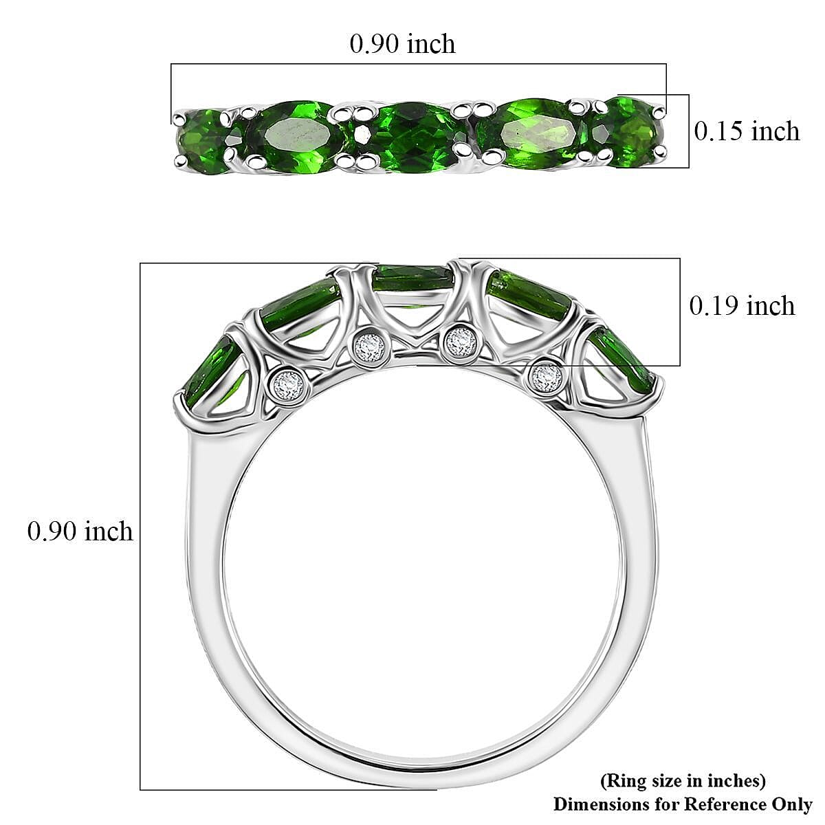 D'Joy Chrome Diopside and Moissanite 1.20 ctw Ring in Platinum Over Sterling Silver (Size 8.0) image number 5