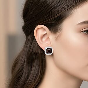 D'Joy Premium Red Zircon and Moissanite 4.00 ctw Scarlet Flame Earrings in Rhodium Over Sterling Silver (Del. in 7-10 Days)