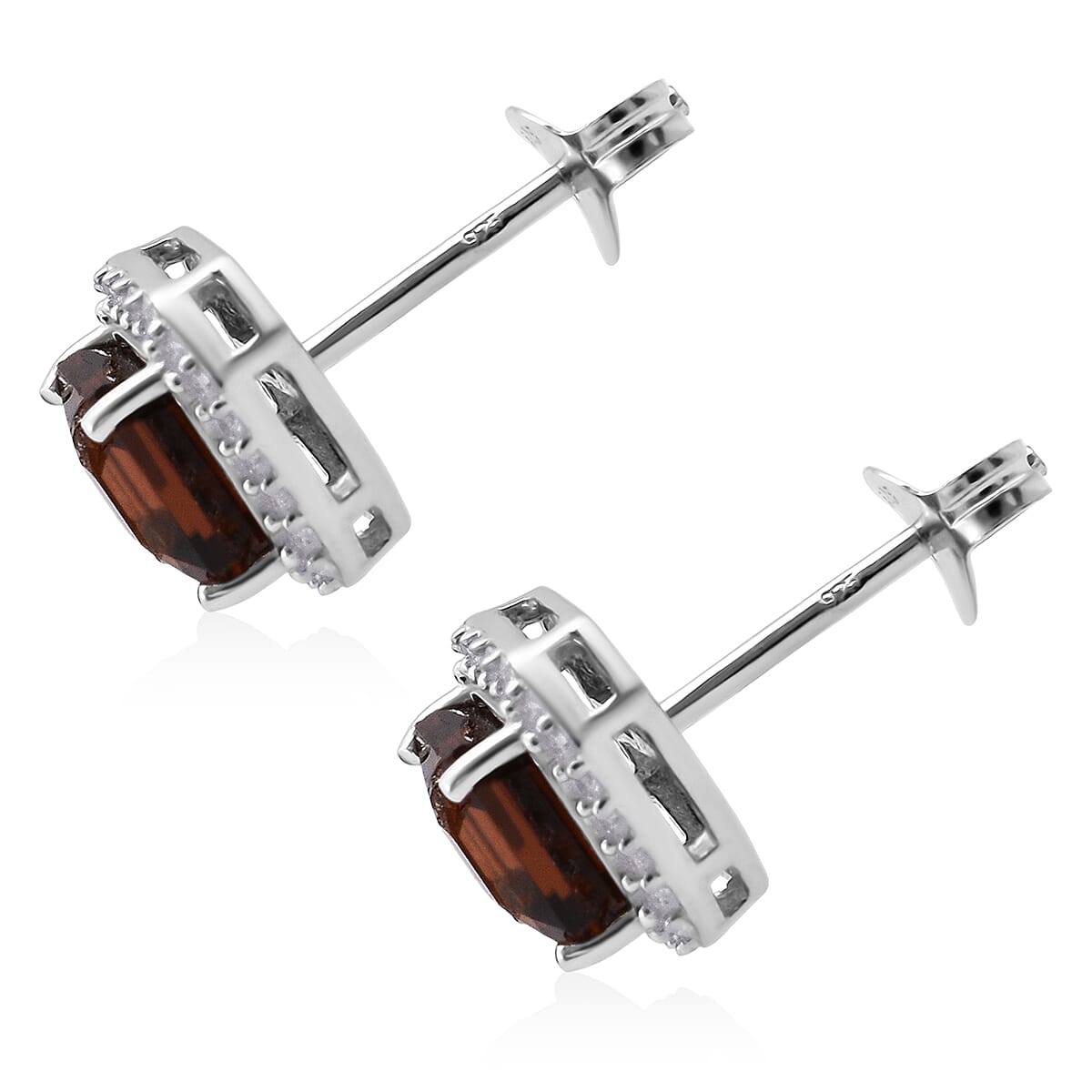 D'Joy Premium Red Zircon and Moissanite 4.00 ctw Scarlet Flame Earrings in Rhodium Over Sterling Silver (Del. in 7-10 Days) image number 3