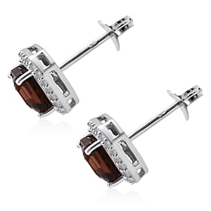 D'Joy Premium Red Zircon and Moissanite 4.00 ctw Scarlet Flame Earrings in Rhodium Over Sterling Silver (Del. in 7-10 Days)