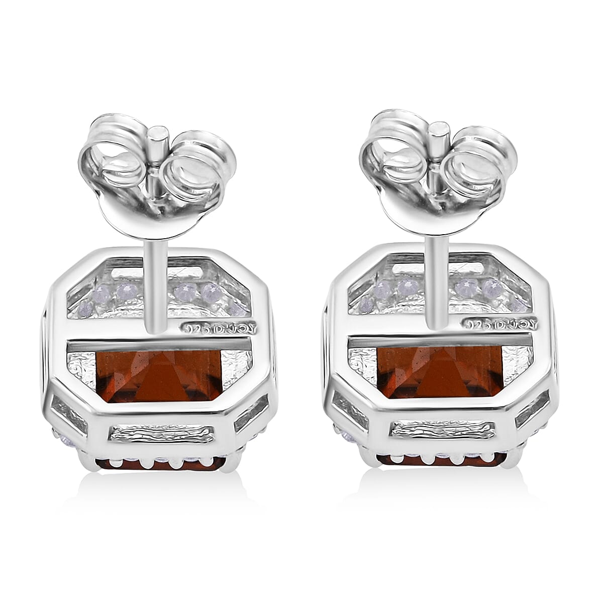 D'Joy Premium Red Zircon and Moissanite 4.00 ctw Scarlet Flame Earrings in Rhodium Over Sterling Silver (Del. in 7-10 Days) image number 4