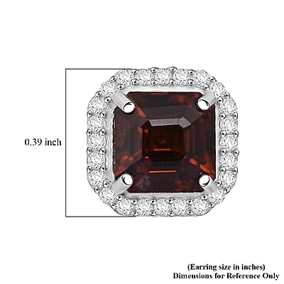D'Joy Premium Red Zircon and Moissanite 4.00 ctw Scarlet Flame Earrings in Rhodium Over Sterling Silver
