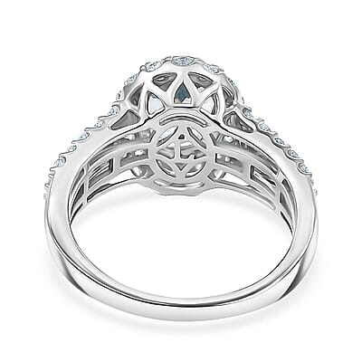 Certified and Appraised AAA Santa Maria Aquamarine, Diamond Ring in 10K White Gold 2.71 ctw (Size 11.0)