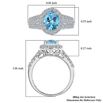 Certified and Appraised AAA Santa Maria Aquamarine, Diamond Ring in 10K White Gold 2.71 ctw (Size 11.0)