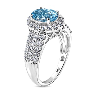 Certified AAA Santa Maria Aquamarine, Diamond Ring in 10K White Gold 2.71 ctw (Size 6.0)