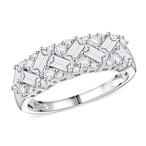 D'Joy White Topaz 1.50 ctw Ring in Platinum Over Sterling Silver (Size 10.0)