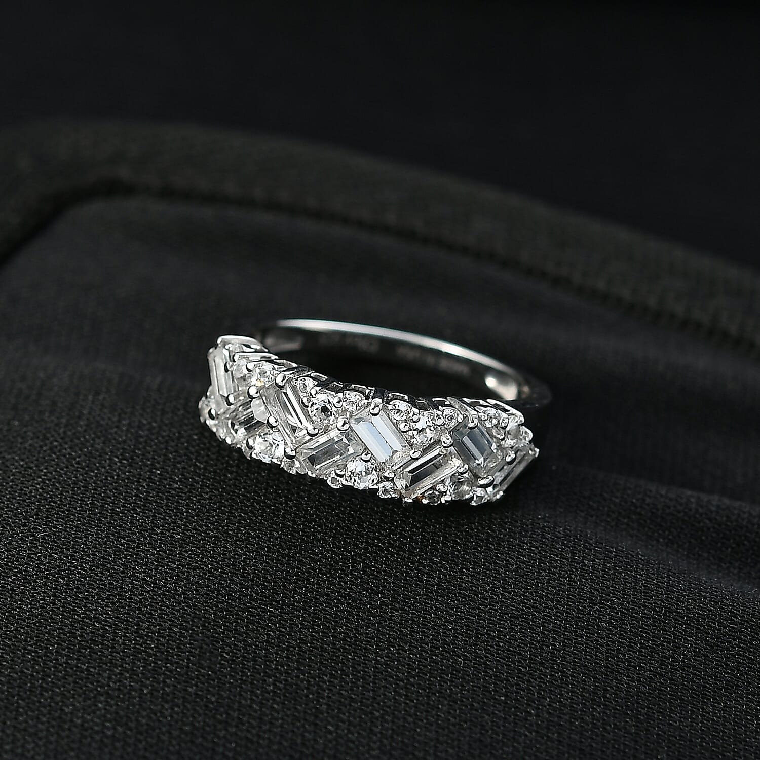 D'Joy White Topaz 1.50 ctw Ring in Platinum Over Sterling Silver (Size 10.0)