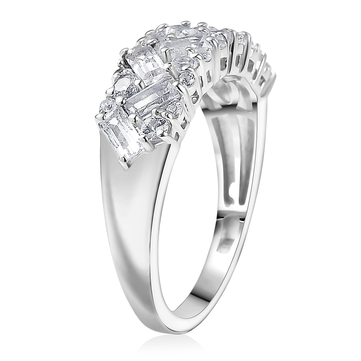 D'Joy White Topaz 1.50 ctw Ring in Platinum Over Sterling Silver (Size 10.0) image number 3