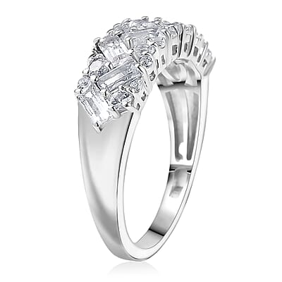 D'Joy White Topaz 1.50 ctw Ring in Platinum Over Sterling Silver (Size 10.0)