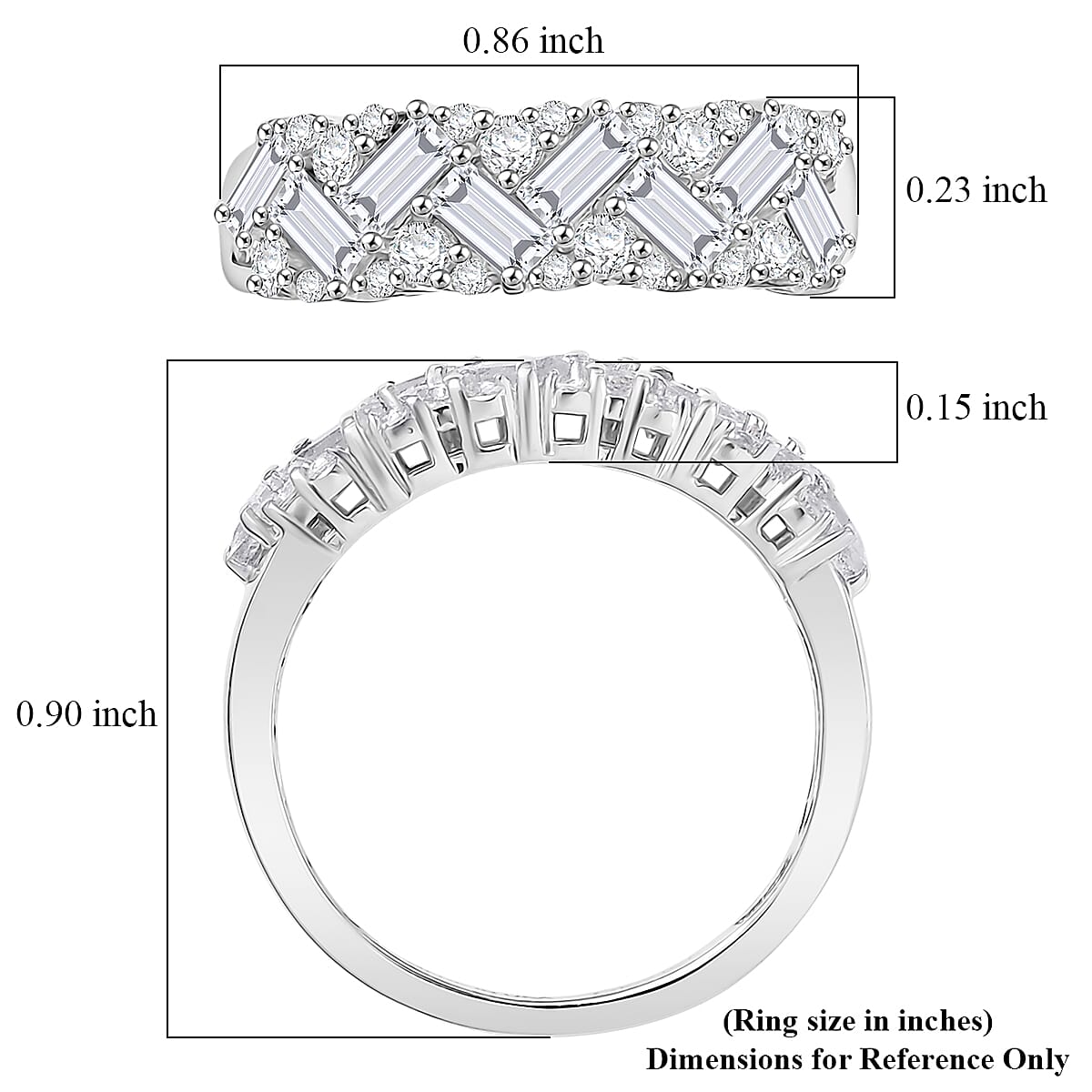 D'Joy White Topaz 1.50 ctw Ring in Platinum Over Sterling Silver (Size 10.0)
