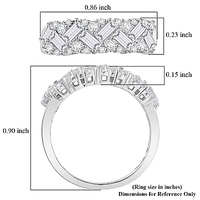 D'Joy White Topaz 1.50 ctw Ring in Platinum Over Sterling Silver (Size 10.0)