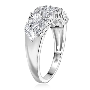 D'Joy White Topaz 1.50 ctw Ring in Platinum Over Sterling Silver (Size 5.0)